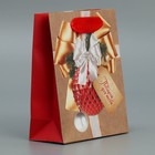 Пакет крафтовый вертикальный «Новогодний подарок», S 12 × 15 × 5.5 см - фото 9288349