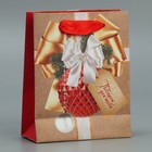 Пакет крафтовый вертикальный «Новогодний подарок», S 12 × 15 × 5.5 см - фото 9288350