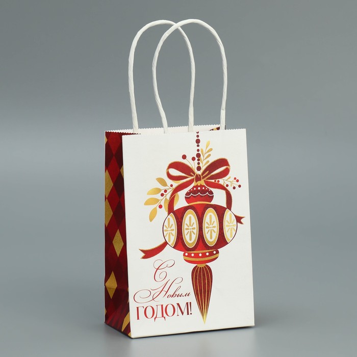Пакет крафтовый «Яркий Новый год», 15 × 10 × 6 см - Фото 1