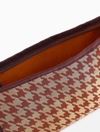 Косметичка на молнии, треугольная, с паттерном, бежевая/коричневая - Фото 2