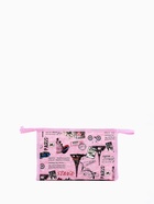 Косметичка на молнии, треугольная, средняя, с рисунком, розовая - Фото 2