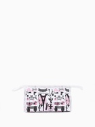 Косметичка на молнии, треугольная, маленькая, с принтом, белая - Фото 3