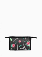 Косметичка на молнии, треугольная, маленькая, с рисунком, чёрная - Фото 3