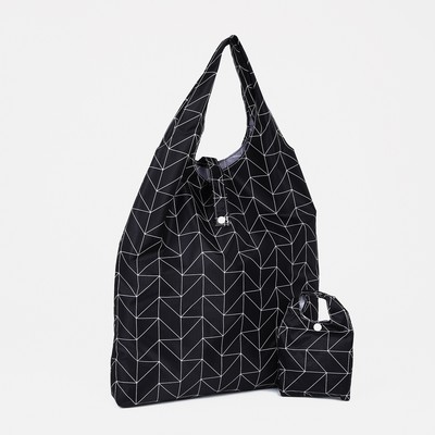 Сумка хозяйственная. на кнопке, складная, чёрная