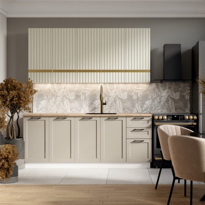 Кухонный гарнитур Франсуаза-Арина 2000, МДФ, Сантьяго софт/Грей беж софт