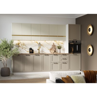 Кухонный гарнитур прямой «Франсуаза - Арина», 3000 мм, МДФ, цвет антьяго софт/грей бежевый софт