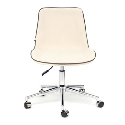 Кресло офисное для работы STYLE 4, на колёсиках, 520×400×870(970 мм), флок, цвет молочный