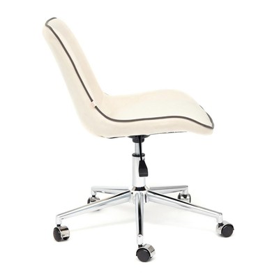 Кресло офисное для работы STYLE 4, на колёсиках, 520×400×870(970 мм), флок, цвет молочный