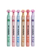 Набор маркеров-текстовыделителей «Лапки с нотами», 6 цветов, скошенный наконечник, узел 5 мм - Фото 2