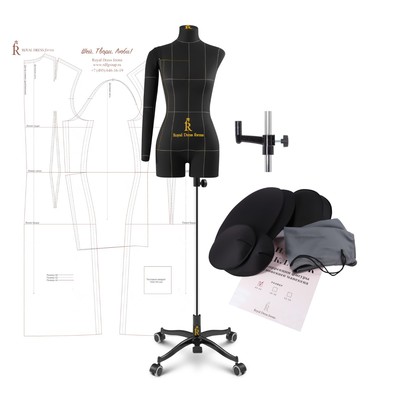Манекен портновский Моника, комплект Премиум, размер 40, цвет чёрный, накладки и правая рука