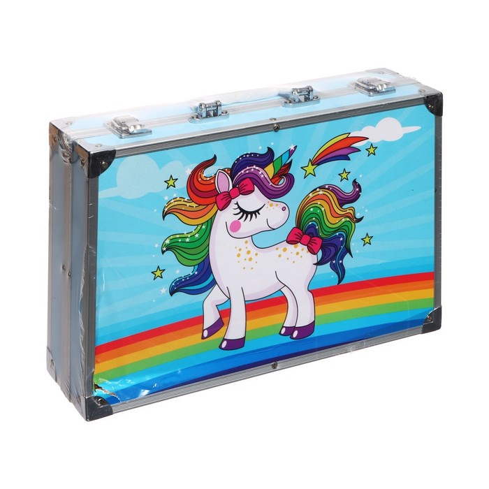 УЦЕНКА Набор для рисования складной, в чемоданчике, синий - Фото 1