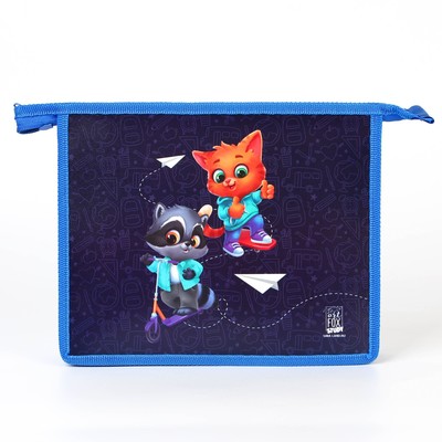 Папка для тетрадей А5 на молнии сверху пластик ПМ-А5-29 «Зверята»