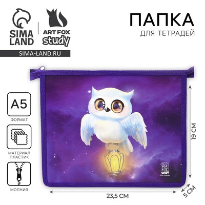 Папка для тетрадей, А5, пластиковая, 19×23×5 см «Совушка»