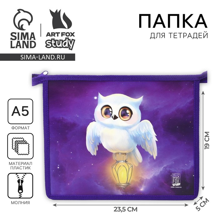 Папка для тетрадей, А5, пластиковая, 19×23×5 см «Совушка» - Фото 1