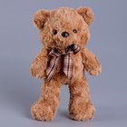 Мягкая игрушка «Медвежонок» с клетчатым бантиком, 30 см, цвет коричневый - фото 320037530