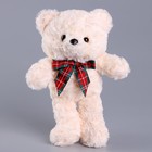 Мягкая игрушка «Медвежонок» с клетчатым бантиком, 30 см, цвет белый - фото 71297208