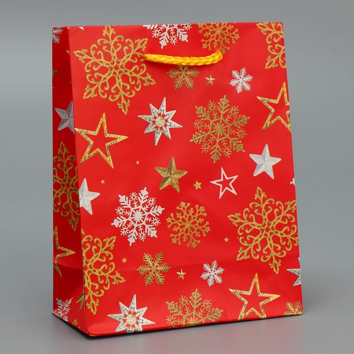 Пакет ламинированный вертикальный «Звёздные снежинки», S 12 × 15 × 5.5 см - Фото 1
