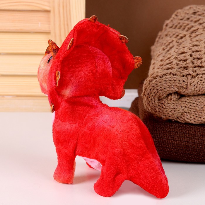 Мягкая музыкальная игрушка «Динозаврик», 16 см, цвет красный - фото 1907800876