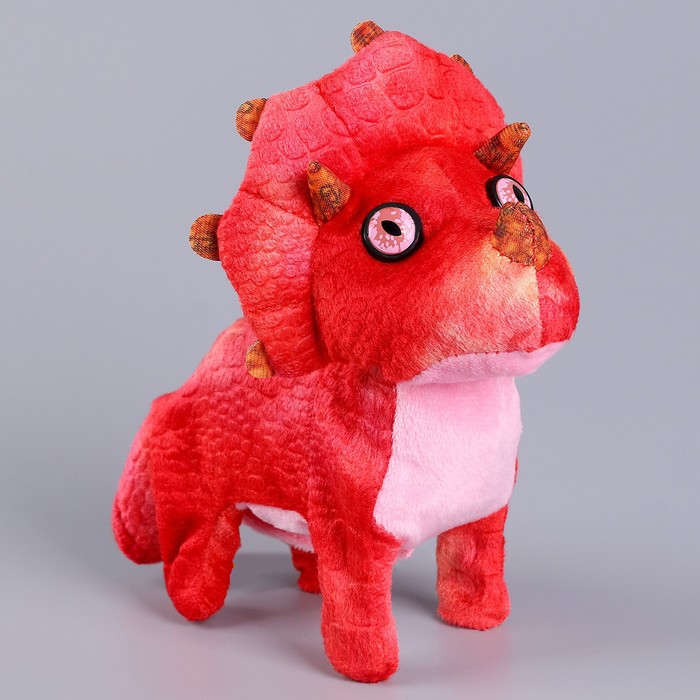 Мягкая музыкальная игрушка «Динозаврик», 16 см, цвет красный - фото 1907800879