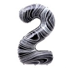 Воздушный шар фольгированный 40" «Цифра 2», чёрный мрамор - Фото 1