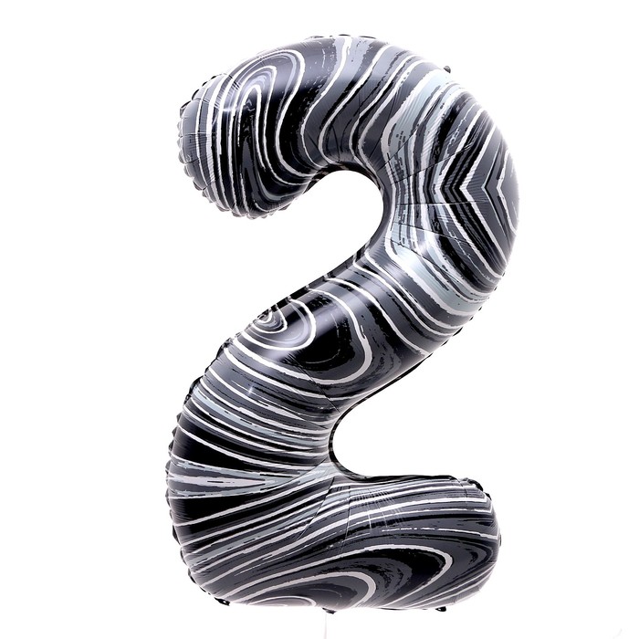 Воздушный шар фольгированный 40" «Цифра 2», чёрный мрамор - Фото 1