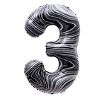 Воздушный шар фольгированный 40" «Цифра 3», чёрный мрамор - Фото 1