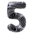 Шар фольгированный 40" «Цифра 5», чёрный мрамор - Фото 1