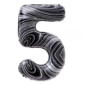 Шар фольгированный 40" «Цифра 5», чёрный мрамор