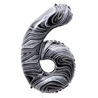 Шар фольгированный 40" «Цифра 6», чёрный мрамор - фото 18513502