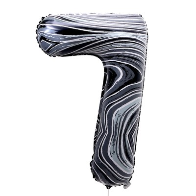 Шар фольгированный 40" «Цифра 7», чёрный мрамор
