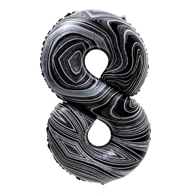 Шар фольгированный 40" «Цифра 8», чёрный мрамор