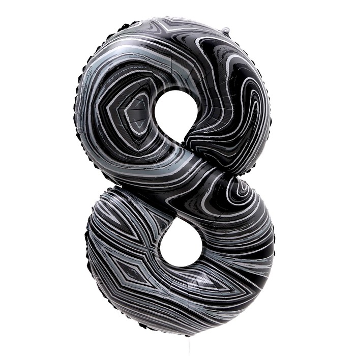 Шар фольгированный 40 «Цифра 8», чёрный мрамор