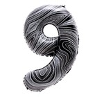 Шар фольгированный 40" «Цифра 9», чёрный мрамор - фото 319930120