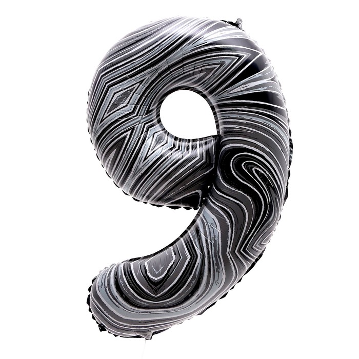 Шар фольгированный 40 «Цифра 9», чёрный мрамор