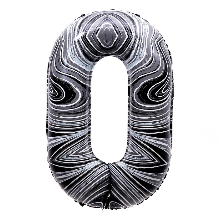 Воздушный шар фольгированный 40" «Цифра 0», чёрный мрамор - Фото 1