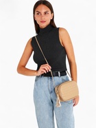 Сумка женская кросс-боди на молнии, 21×7×14 см, в клетку, бежевая - Фото 11