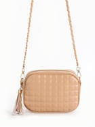 Сумка женская кросс-боди на молнии, 21×7×14 см, в клетку, бежевая - Фото 4