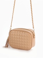 Сумка женская кросс-боди на молнии, 21×7×14 см, в клетку, бежевая - Фото 3