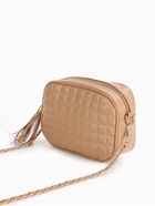 Сумка женская кросс-боди на молнии, 21×7×14 см, в клетку, бежевая - Фото 8