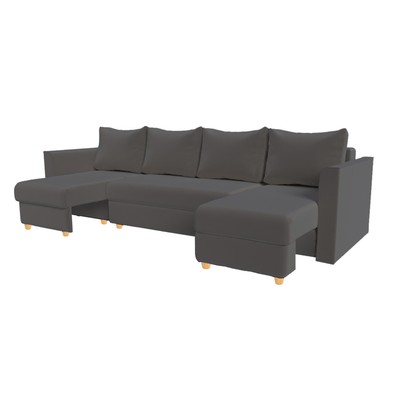 Диван П-образный Оскар (независимые пружины) Монкао 07 (т.серый) (Тик-Так) 1500х2000