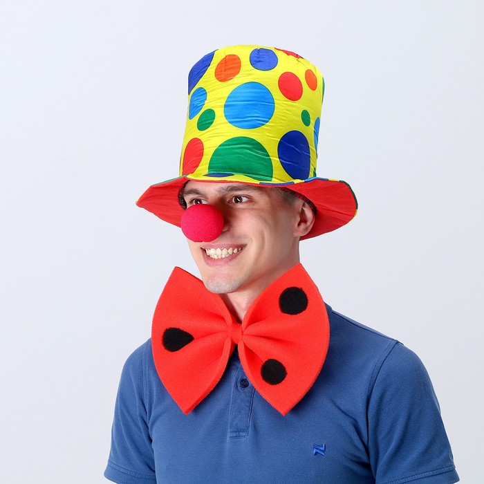 Набор клоуна. Шляпа клоуна. Клоунская шляпа. Шляпа бант.