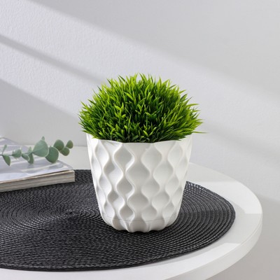 Горшок для цветов с поддоном «Wave», 0.65 л, d=11.5 см, белоснежный