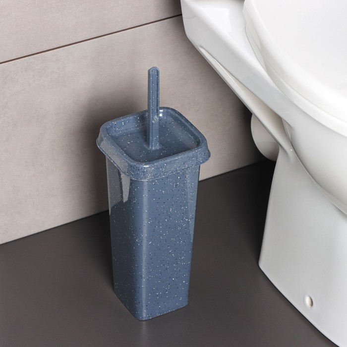 Комплект для туалета: ёршик с подставкой Spin&Clean STONE, темный камень - фото 1907801191