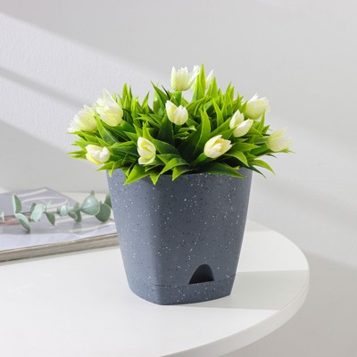 Горшок для цветов с прикорневым поливом «Amsterdam», 1.35 л, d=14 см, темный камень