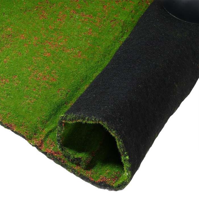Мох искусственный, декоративный, полотно 1 × 1 м, зелёный, с коричневым ямами