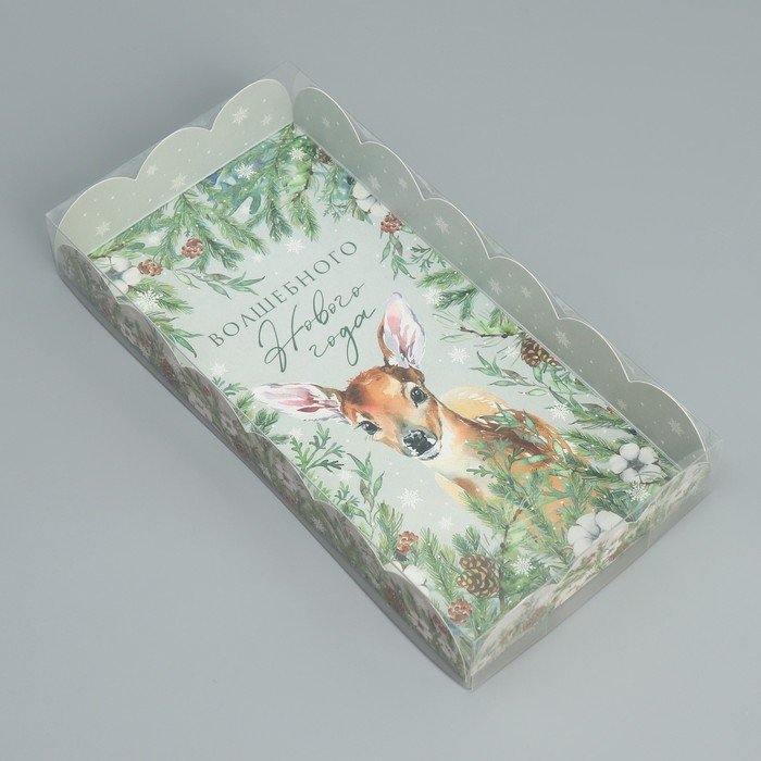 Коробка для кондитерских изделий с PVC крышкой «Волшебного Нового года», 10.5 х 21 х 3 см, Новый год - Фото 1