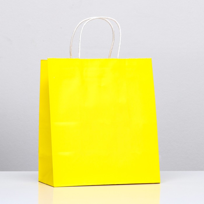 Пакет крафт "Радуга", жёлтый, 22 х 12 х 25 см, 150 г/м2 - Фото 1