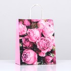 Пакет подарочный крафтовый «Розы», 25×22×11 см - Фото 1
