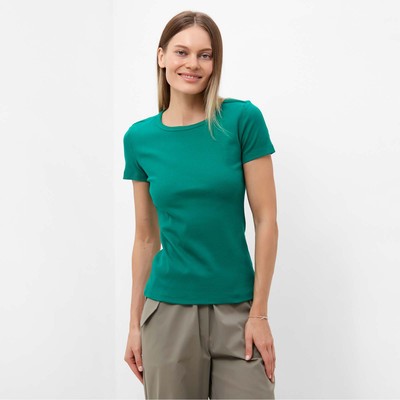 Футболка женская, цвет тёмно-зеленый, размер M (44)