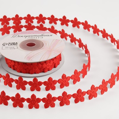 Лента фигурная «Цветочек», 18 мм, 9±0.5 м, красная